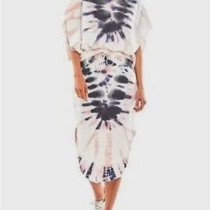 Young Fabulous & Broke Tie Dye Carla Cut Off Hoodie & Gigi Skirt Matching Set